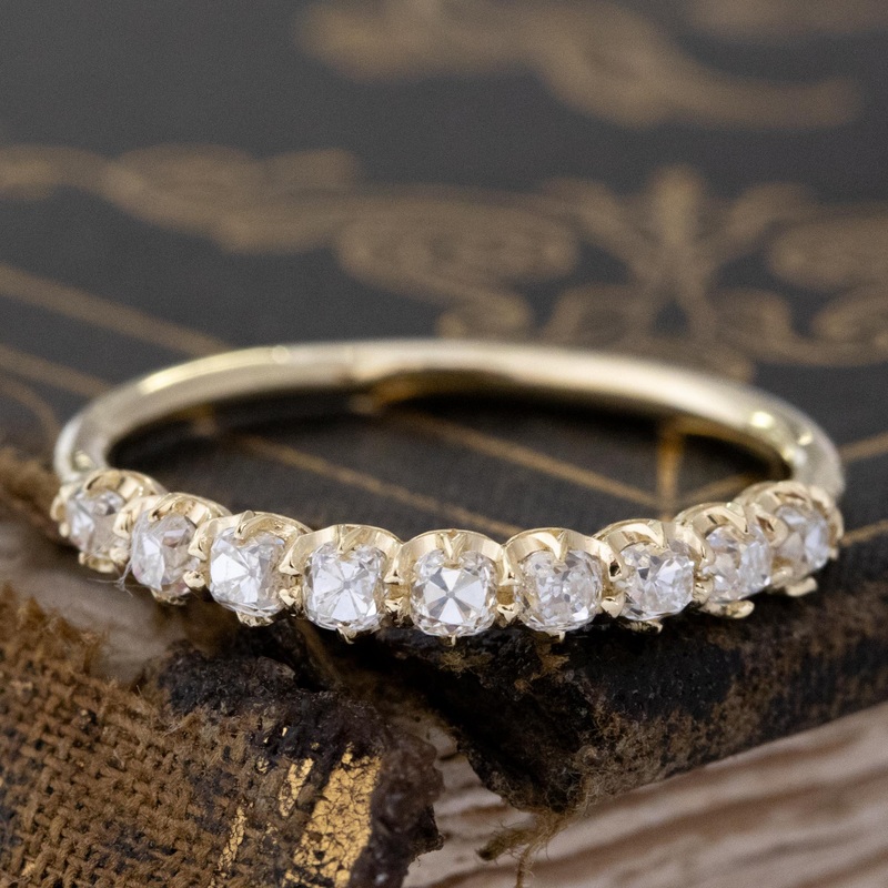 .61ctw Petite Old Mine Cut Diamond Half-Hoop Band