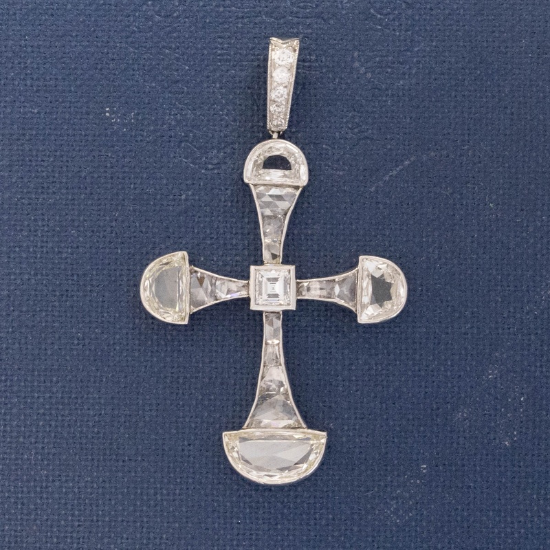 1.92ctw Vintage Mixed Cut Diamond Cross